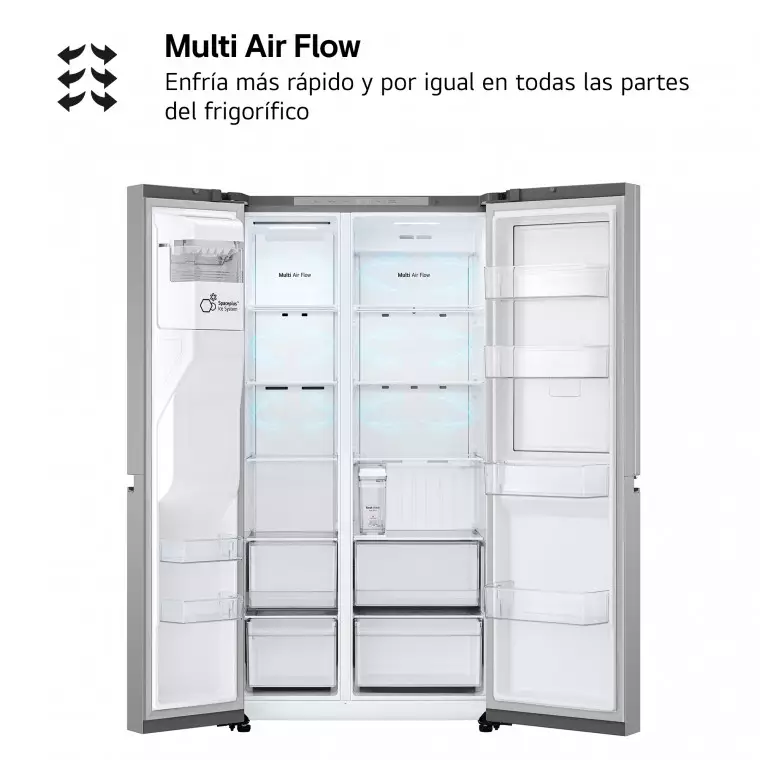 LG Frigorífico Side By side  Serie 400, Door-In-Door, sin toma de agua, Inox antihuellas.  E, 641 L, GSJC41PYPE.APYQEUR